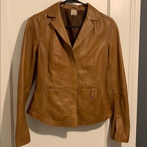 Genuine brown leather Ecru jacket - XS